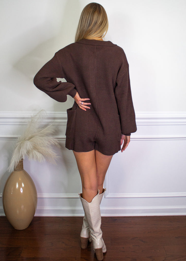 Heartbreaker Sweater Romper in Brown - Sugar & Spice Apparel Boutique