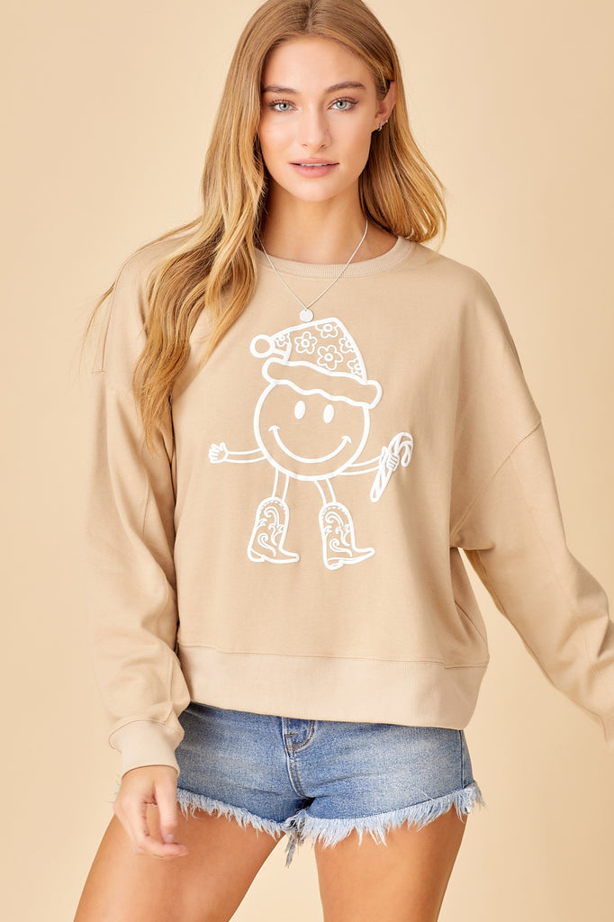 Merry Christmas Y'all Sweatshirt in Taupe - Sugar & Spice Apparel Boutique