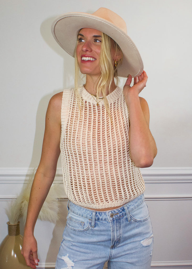 Miou Muse Crochet Knitted Top - Sugar & Spice Apparel Boutique