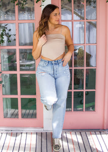 No Hard Feelings Satin Top in Champagne - Sugar & Spice Apparel Boutique