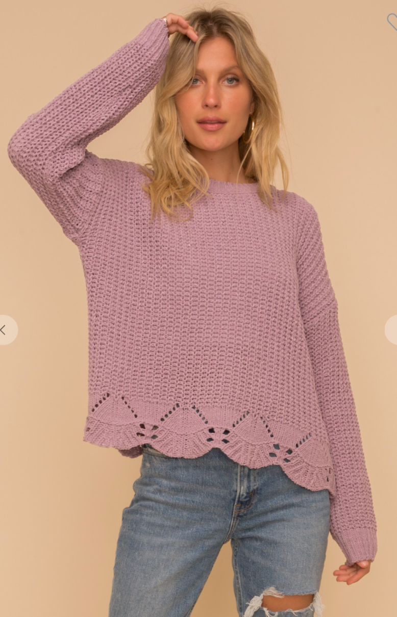Lavender Fields Scallop Sweater - Sugar & Spice Apparel Boutique
