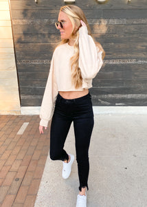 Coffee Date Cropped Sweatshirt in Taupe - Sugar & Spice Apparel Boutique