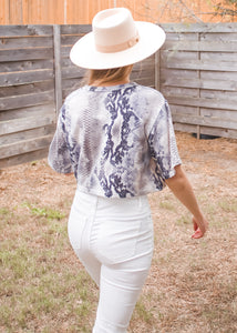 Miss Me More Snakeskin Crop Top - Sugar & Spice Apparel Boutique