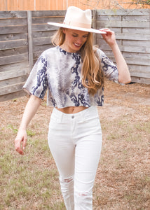 Miss Me More Snakeskin Crop Top - Sugar & Spice Apparel Boutique