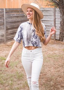Miss Me More Snakeskin Crop Top - Sugar & Spice Apparel Boutique