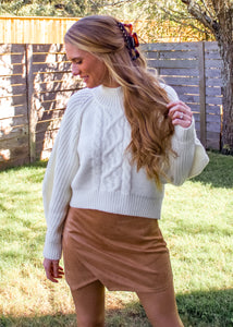 City Girl Cable Knit Sweater in Ivory - Sugar & Spice Apparel Boutique