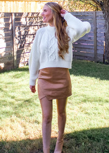 City Girl Cable Knit Sweater in Ivory - Sugar & Spice Apparel Boutique