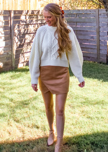 City Girl Cable Knit Sweater in Ivory - Sugar & Spice Apparel Boutique