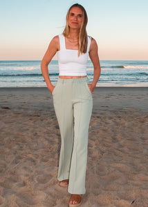 Deja Vu Pleated Pants in Sage - Sugar & Spice Apparel Boutique