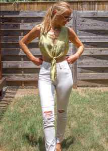 Summer Nights Satin Top in Lime - Sugar & Spice Apparel Boutique