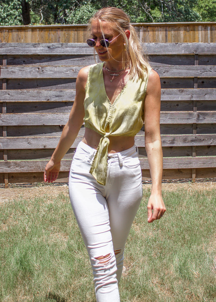 Summer Nights Satin Top in Lime - Sugar & Spice Apparel Boutique