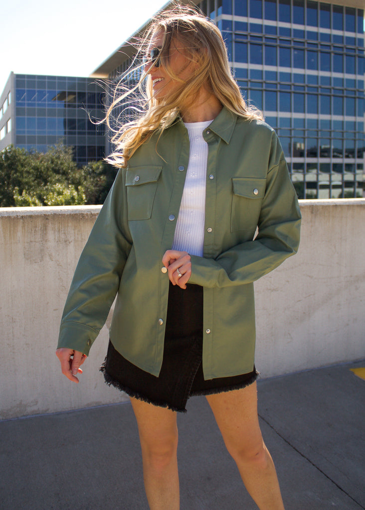 Olive You More Leather Shacket - Sugar & Spice Apparel Boutique
