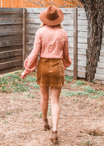 Out of the Office Corduroy Skirt in Taupe - Sugar & Spice Apparel Boutique